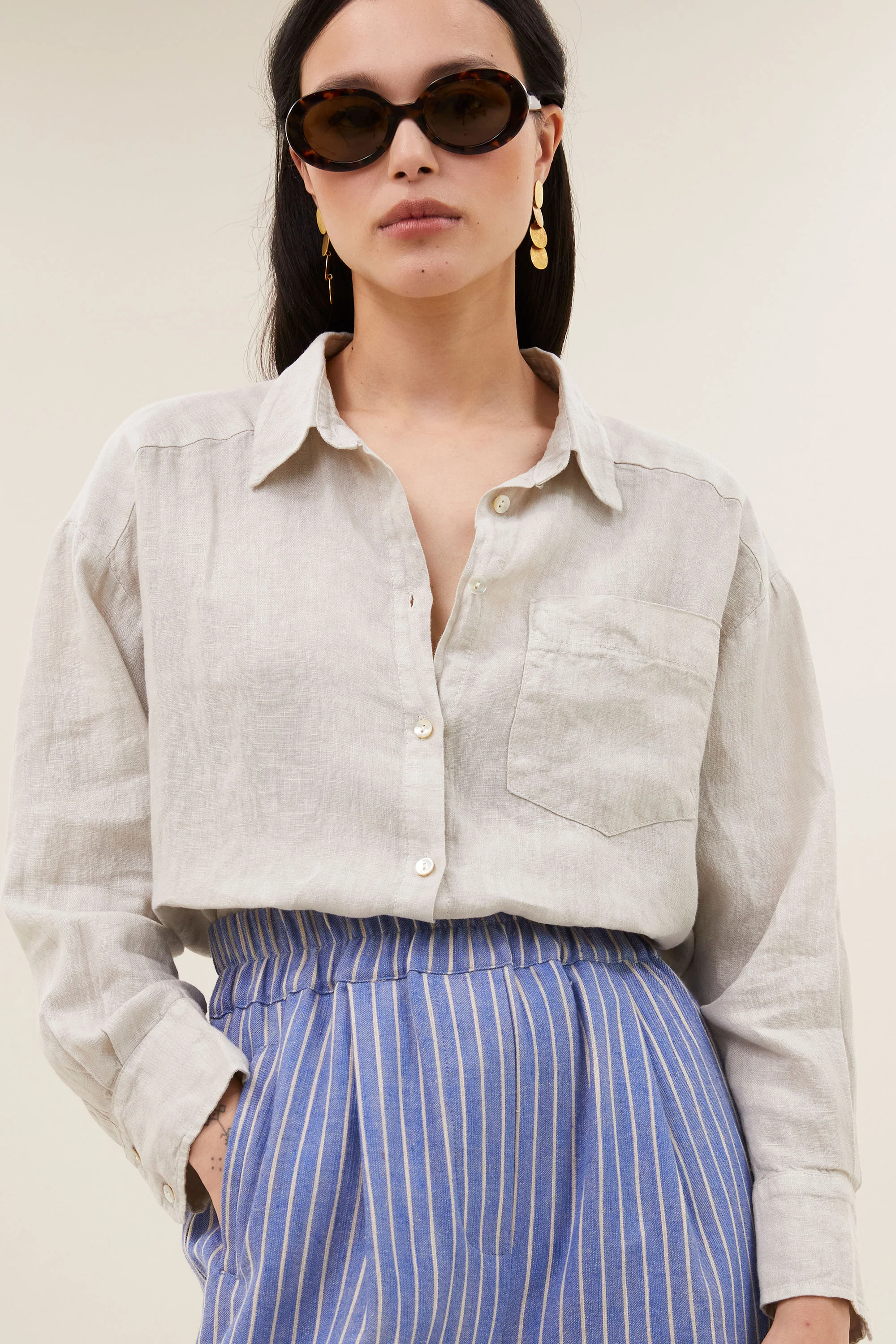 nima linen blouse | chalk