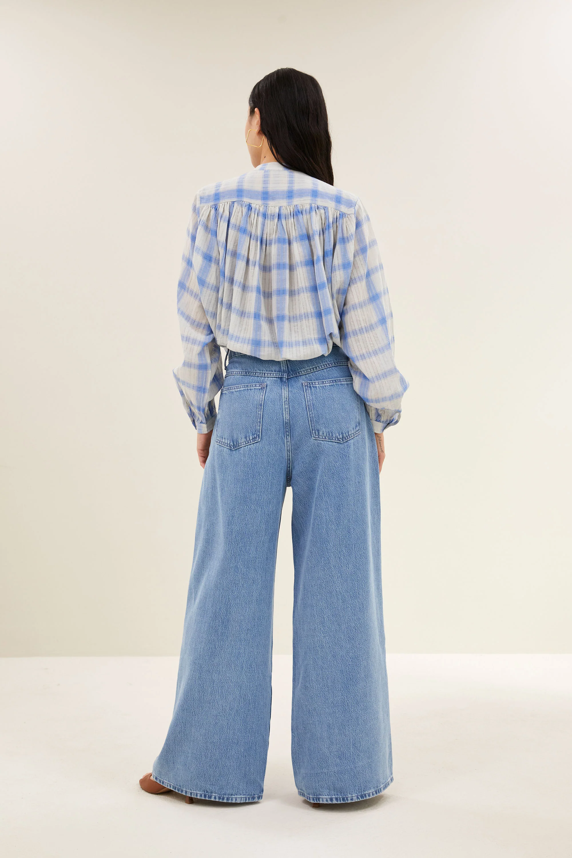 nyka check blouse | light blue check - Image 5