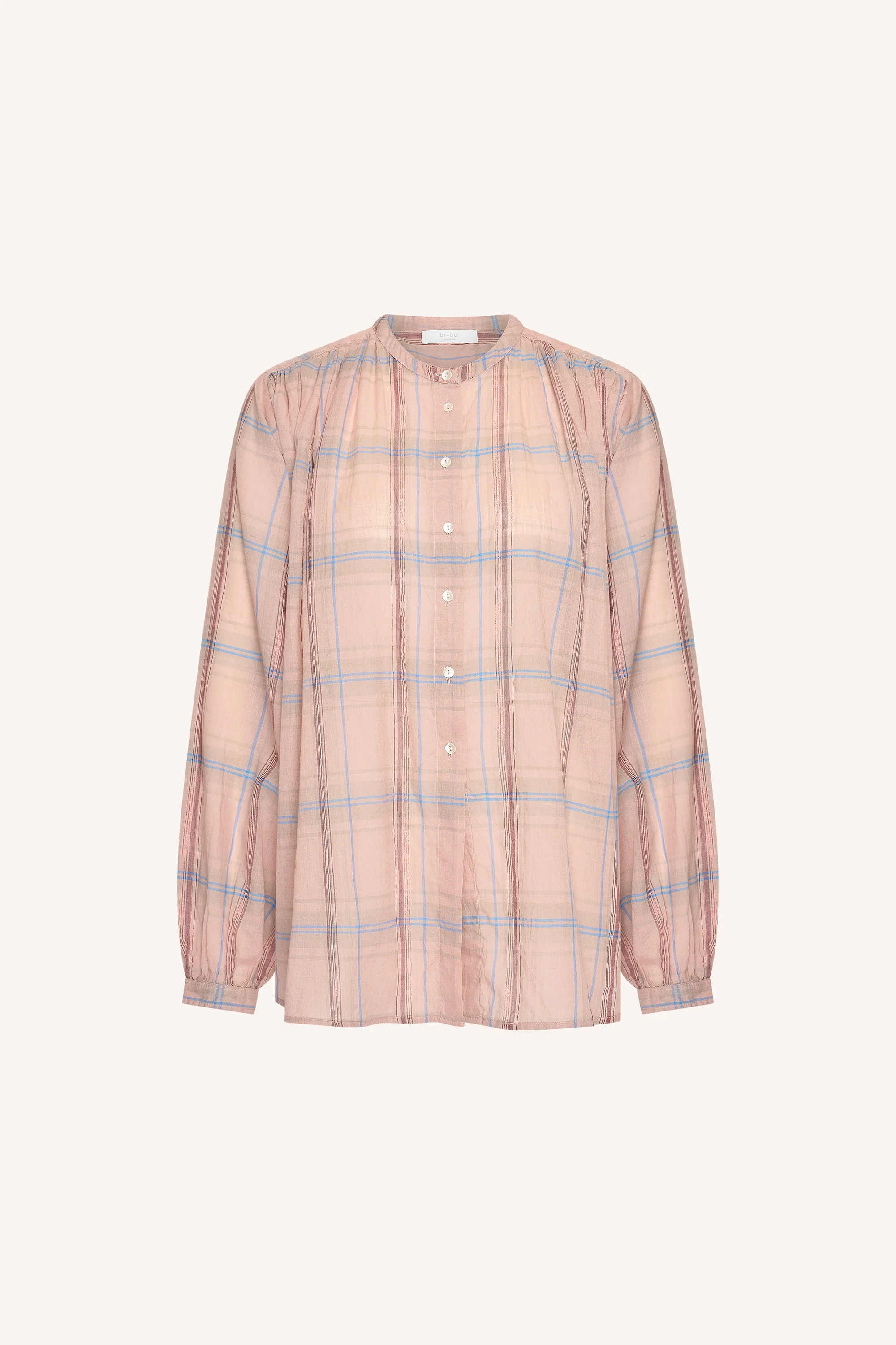 nyka pink check blouse | blush pink check - Image 8