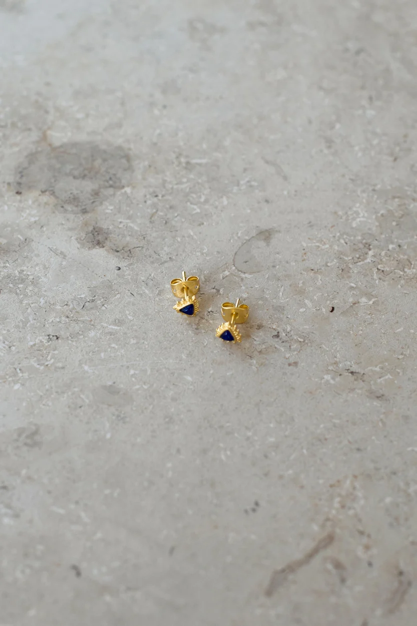 PD triangle stud earring | blue - Image 2
