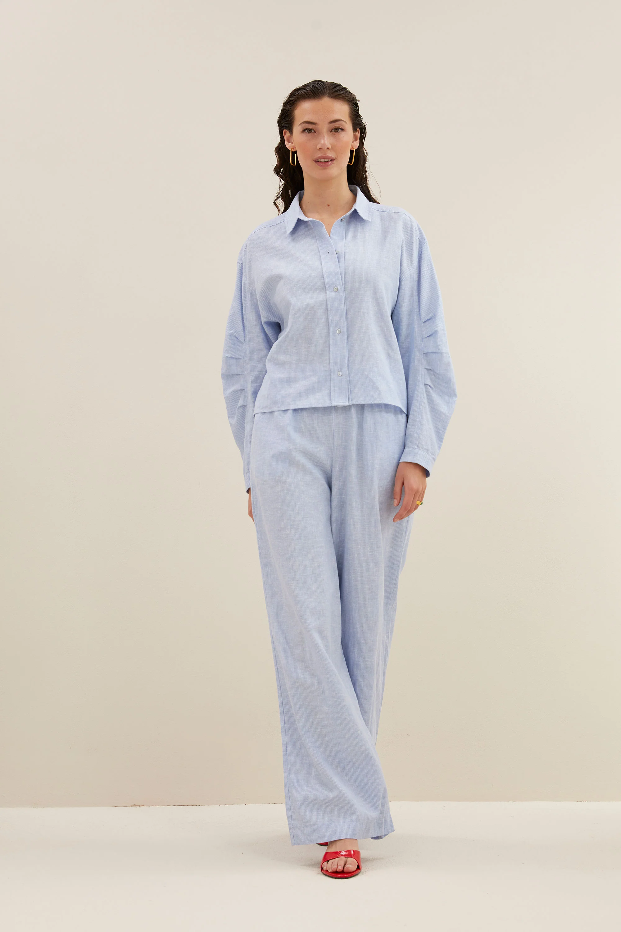 penny pinstripe blouse | sky blue - Image 6