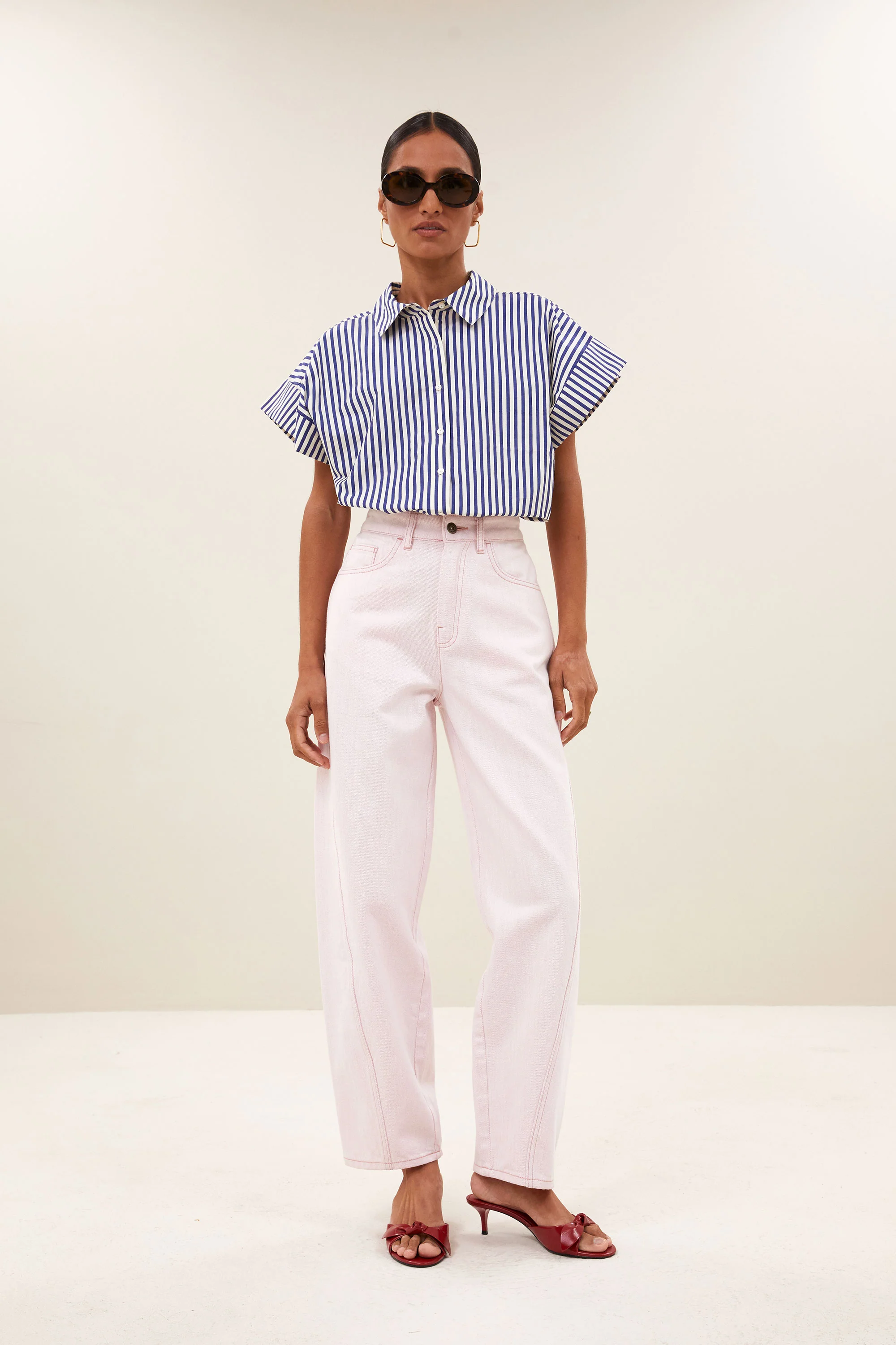 pixie blue stripe blouse | dark blue stripe - Image 3