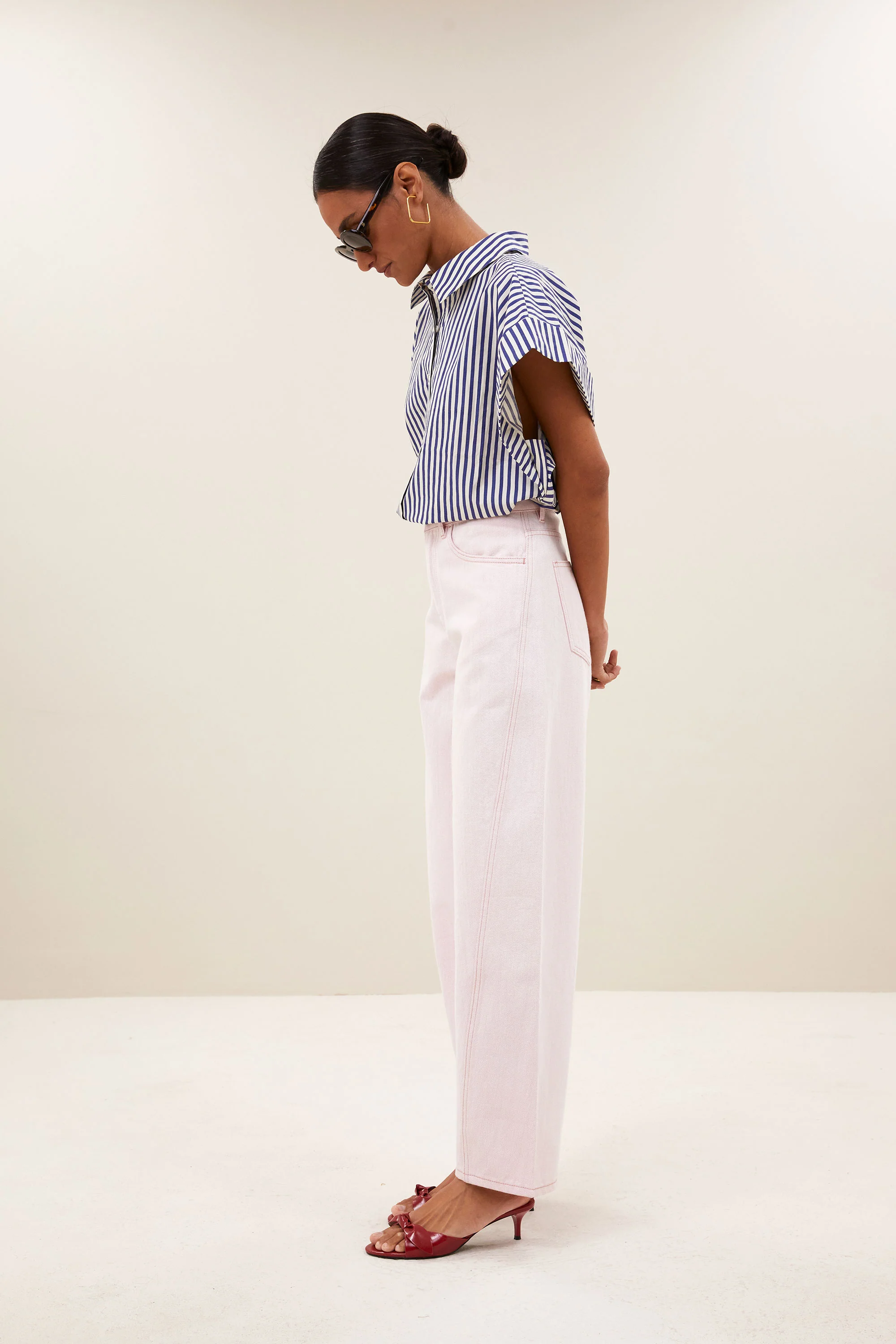 pixie blue stripe blouse | dark blue stripe - Image 4