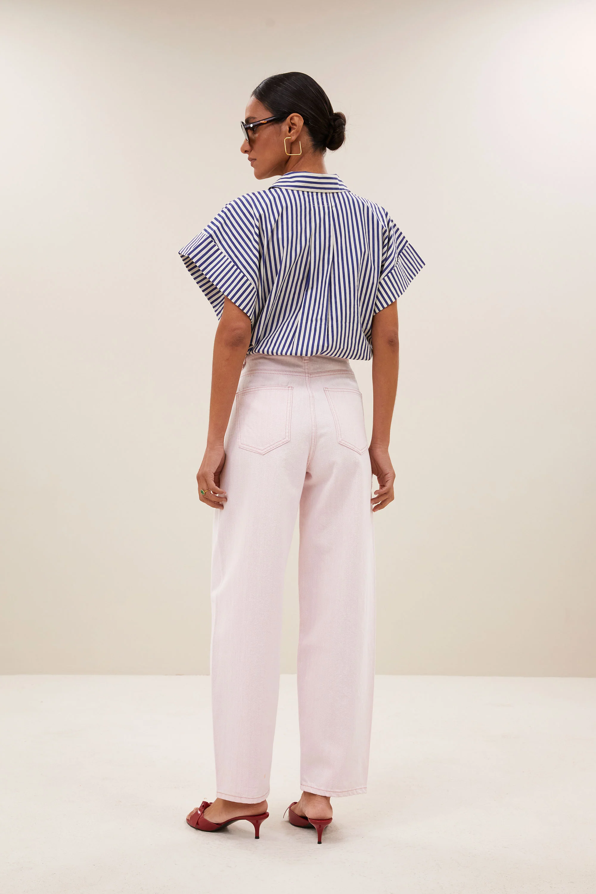 pixie blue stripe blouse | dark blue stripe - Image 5