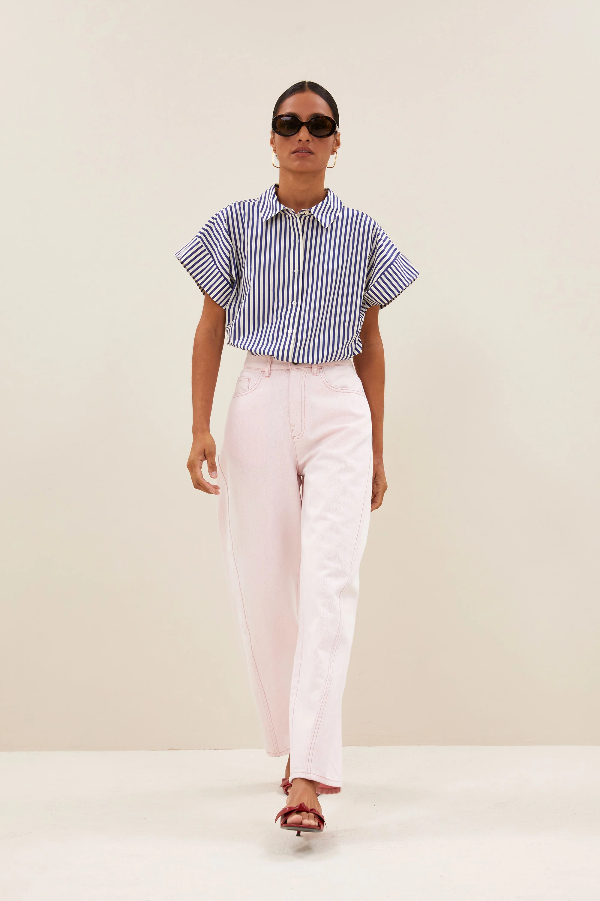 pixie blue stripe blouse | dark blue stripe - Image 6
