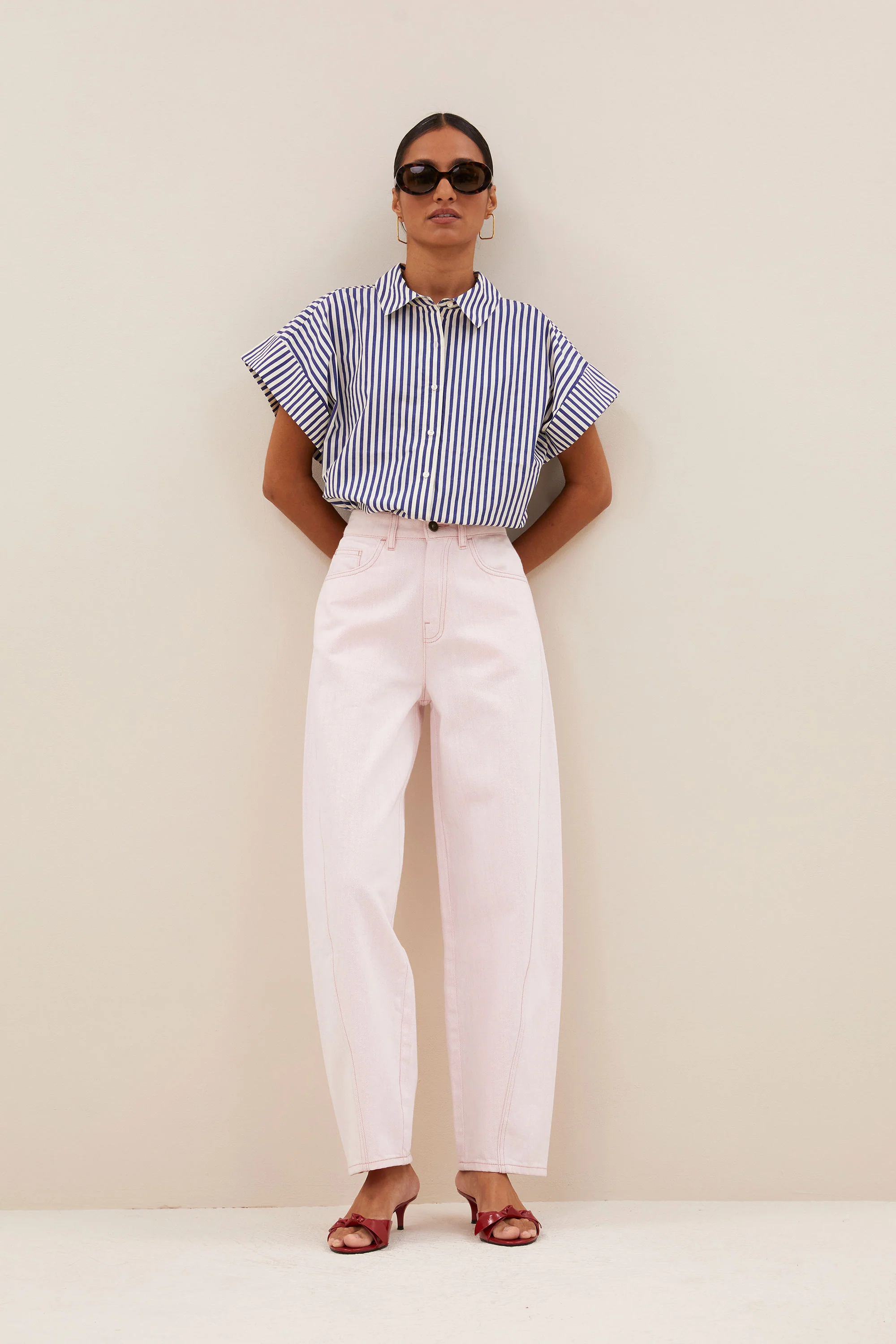 pixie blue stripe blouse | dark blue stripe - Image 7