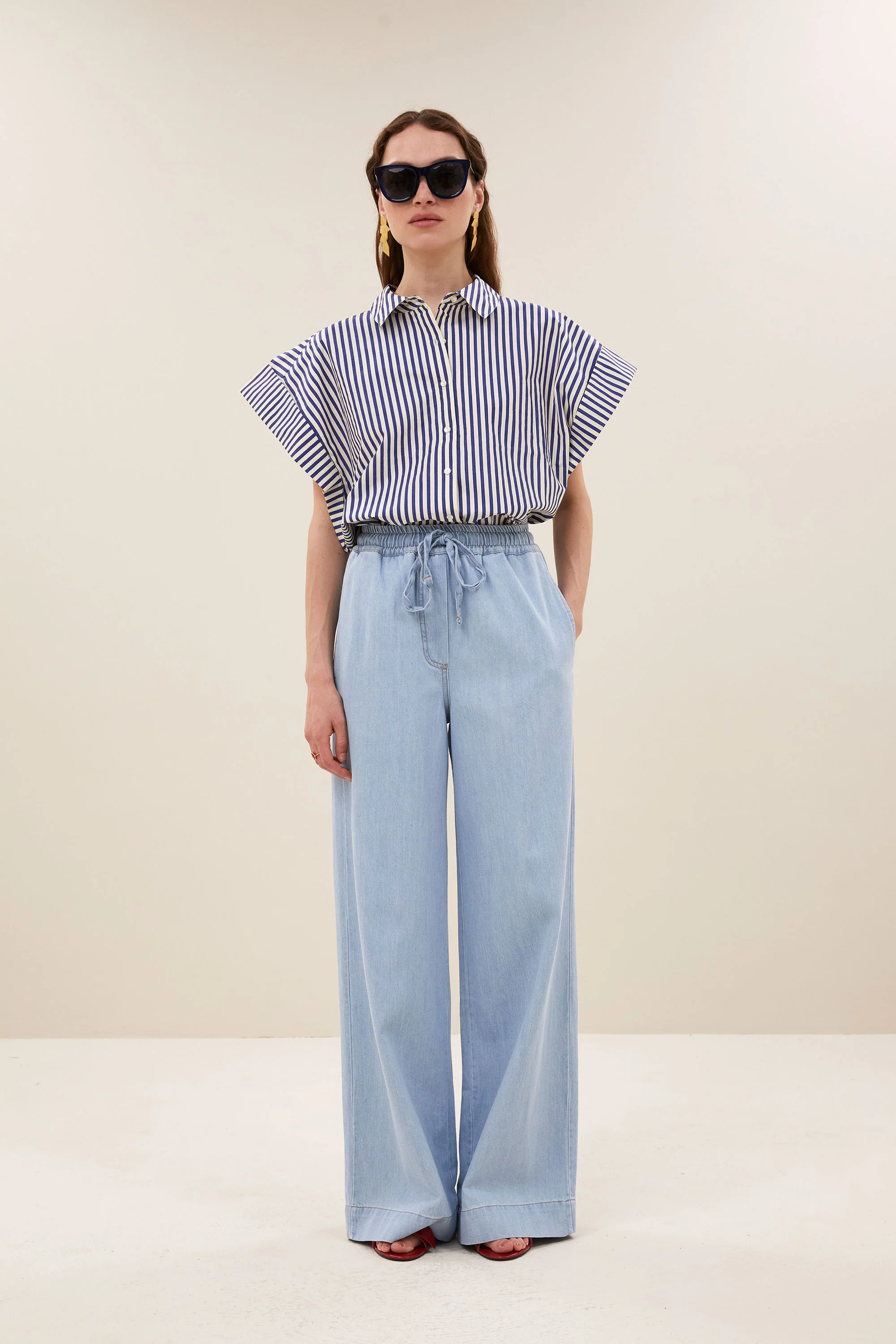 pixie blue stripe blouse | dark blue stripe - Image 8