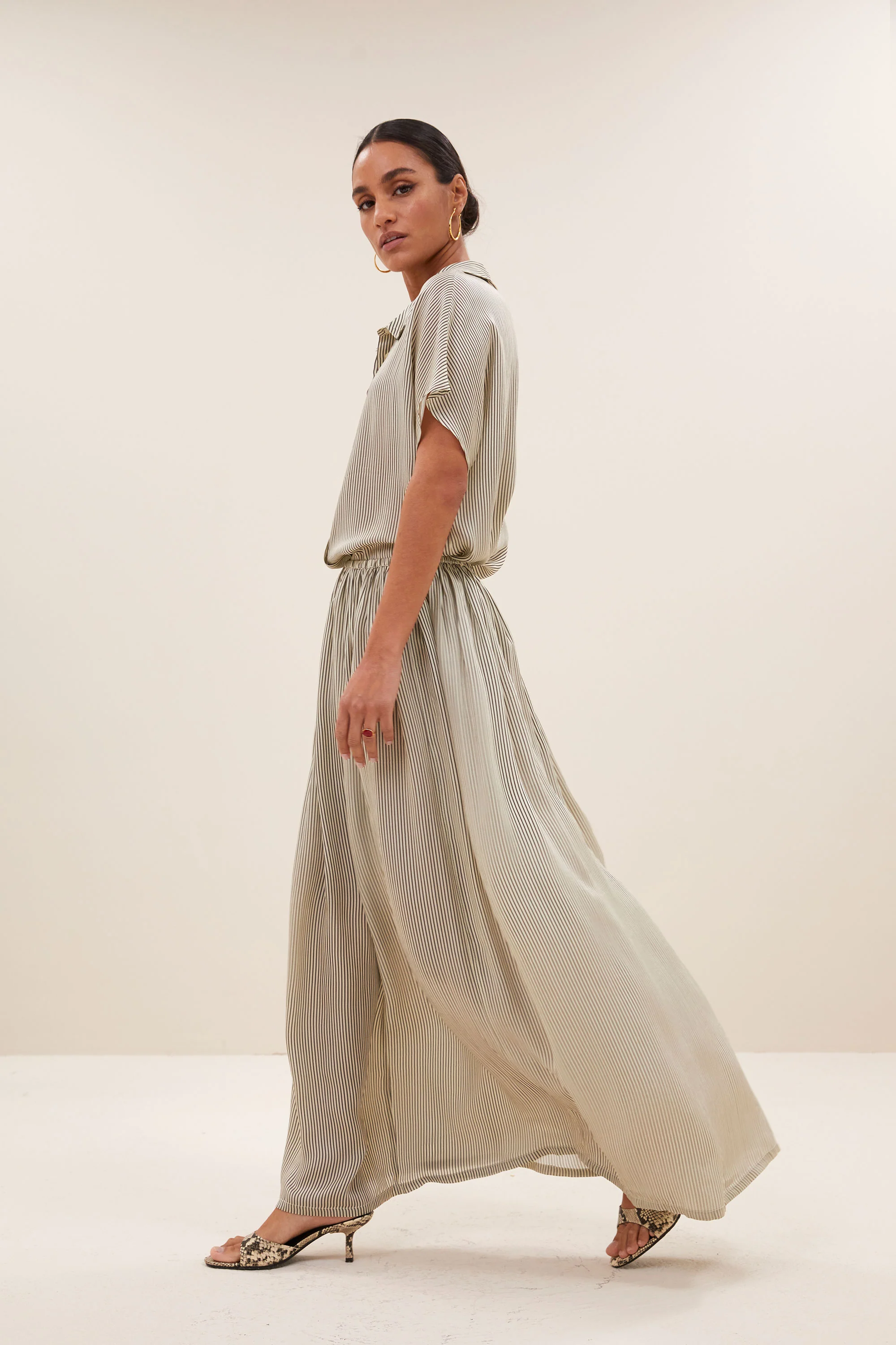 reva viscose stripe skirt | graphite stripe print - Image 3