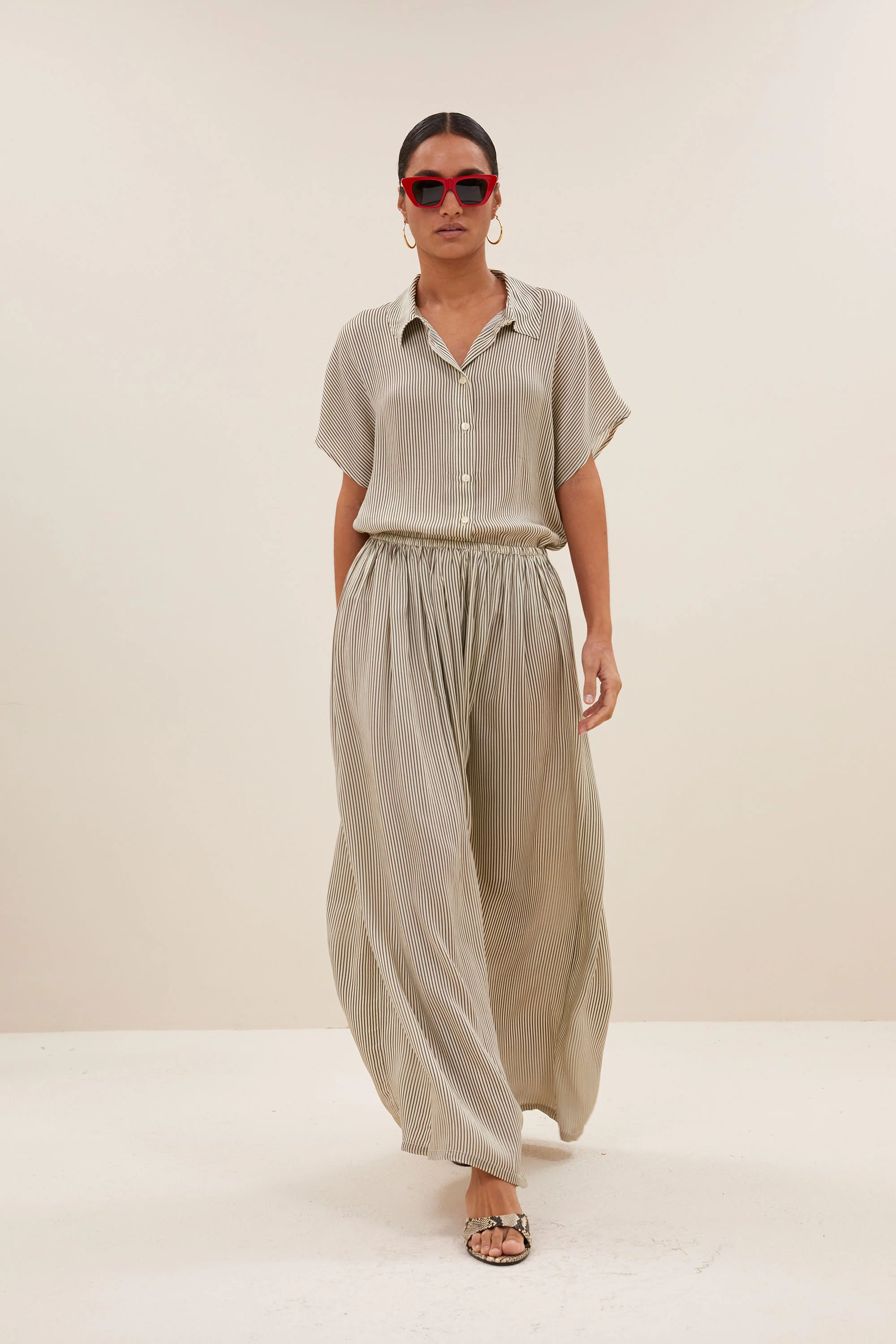 reva viscose stripe skirt | graphite stripe print - Image 5