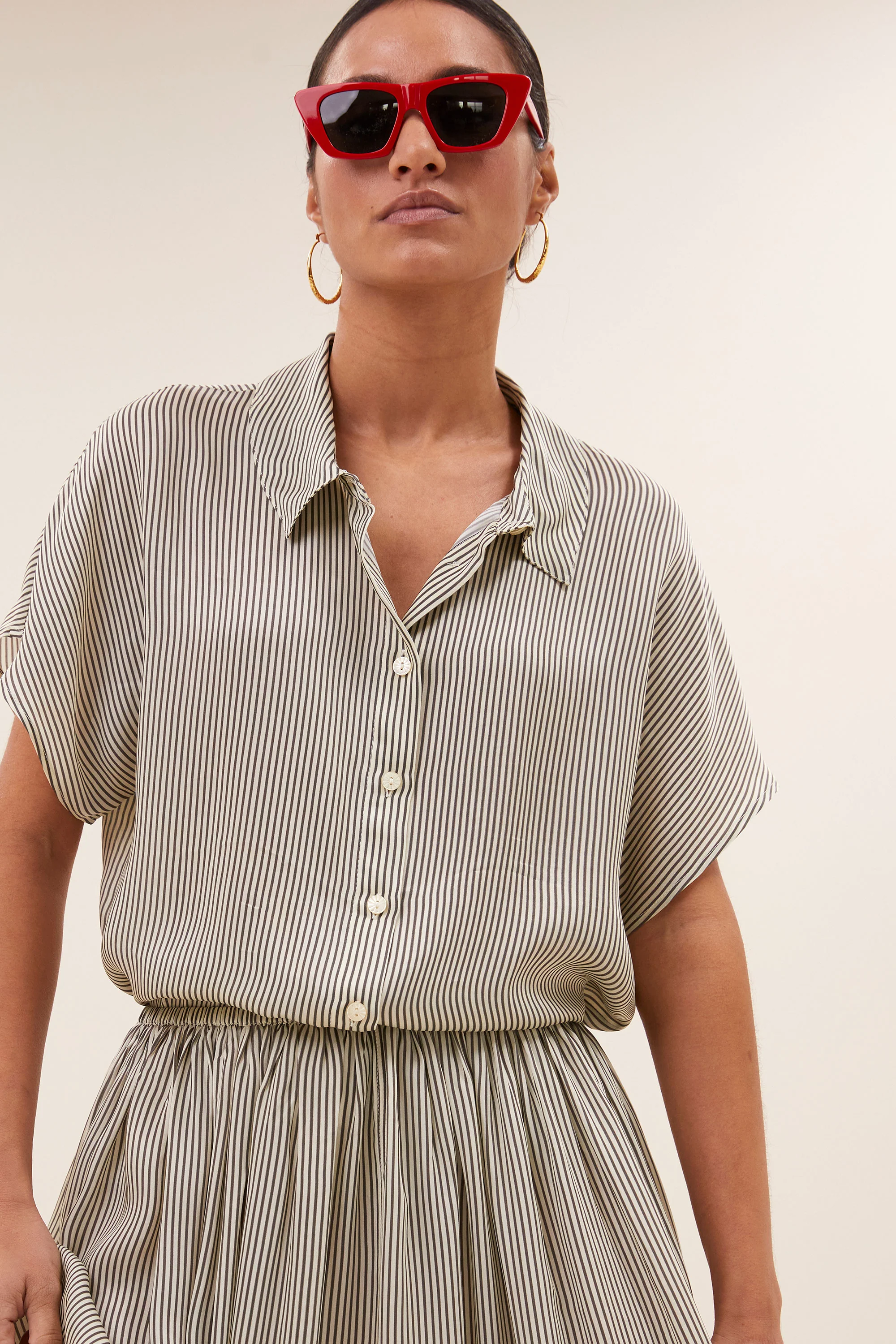 reva viscose stripe skirt | graphite stripe print - Image 6