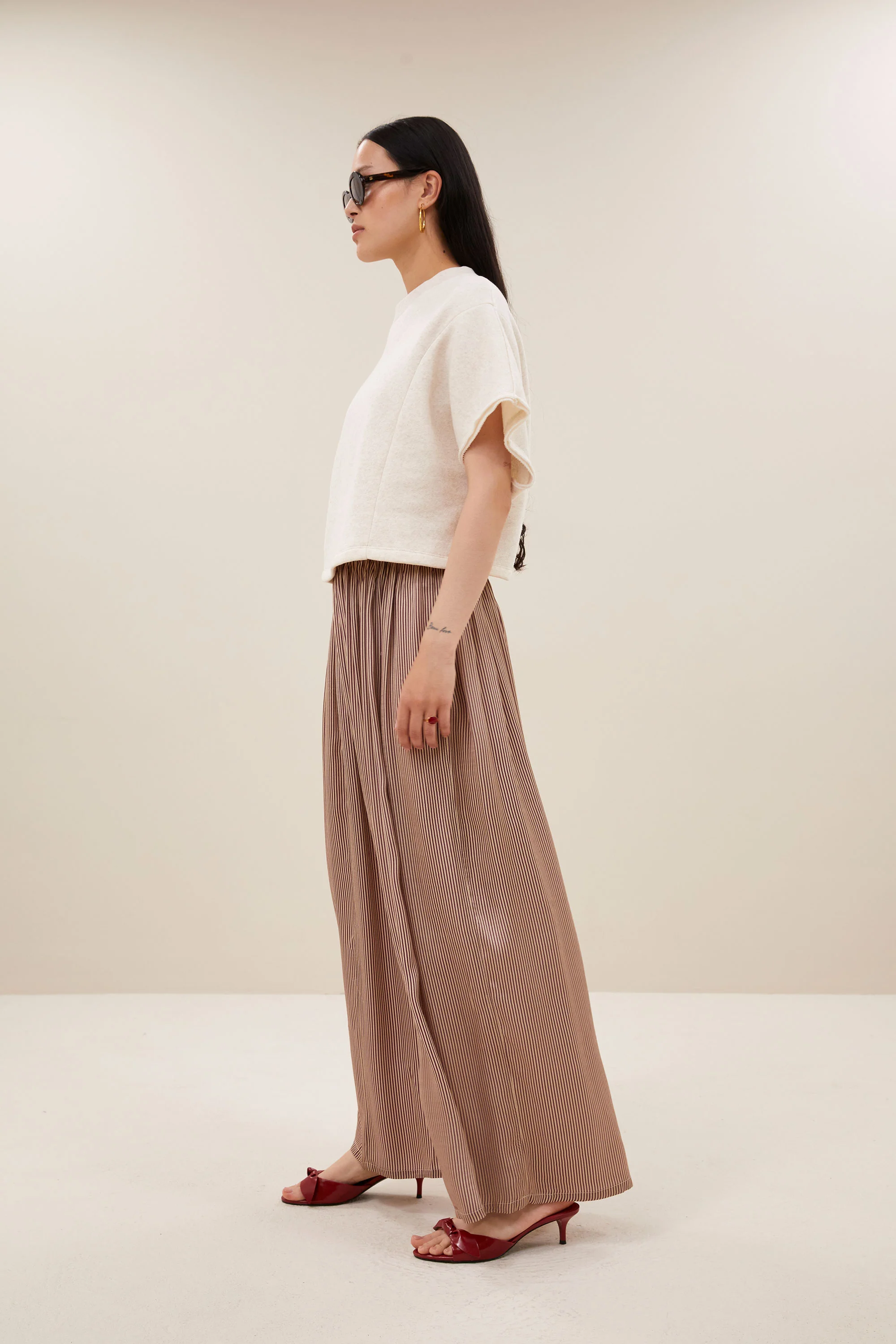reva viscose stripe skirt | wine stripe - Image 3