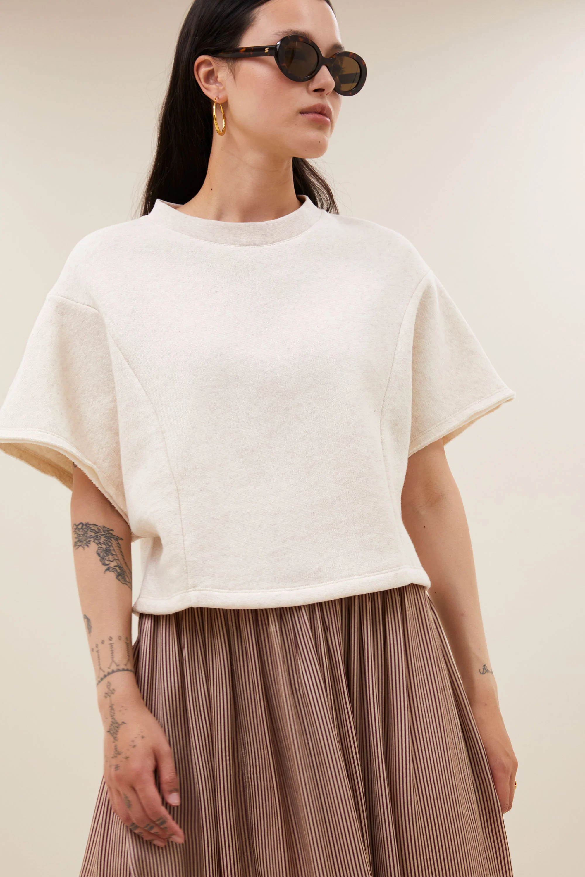 reva viscose stripe skirt | wine stripe - Image 5