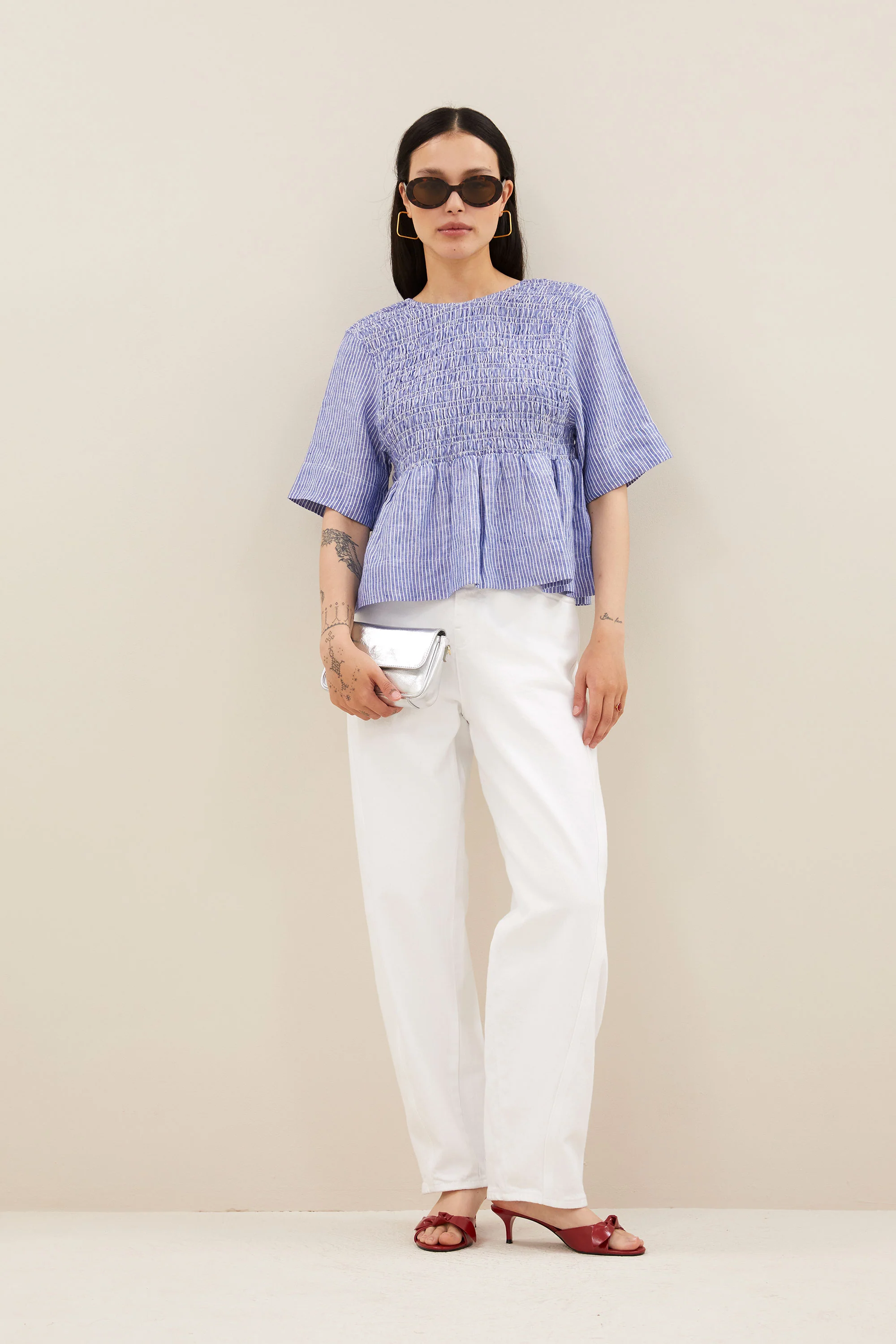 runa linen stripe top | blue stripe - Image 6