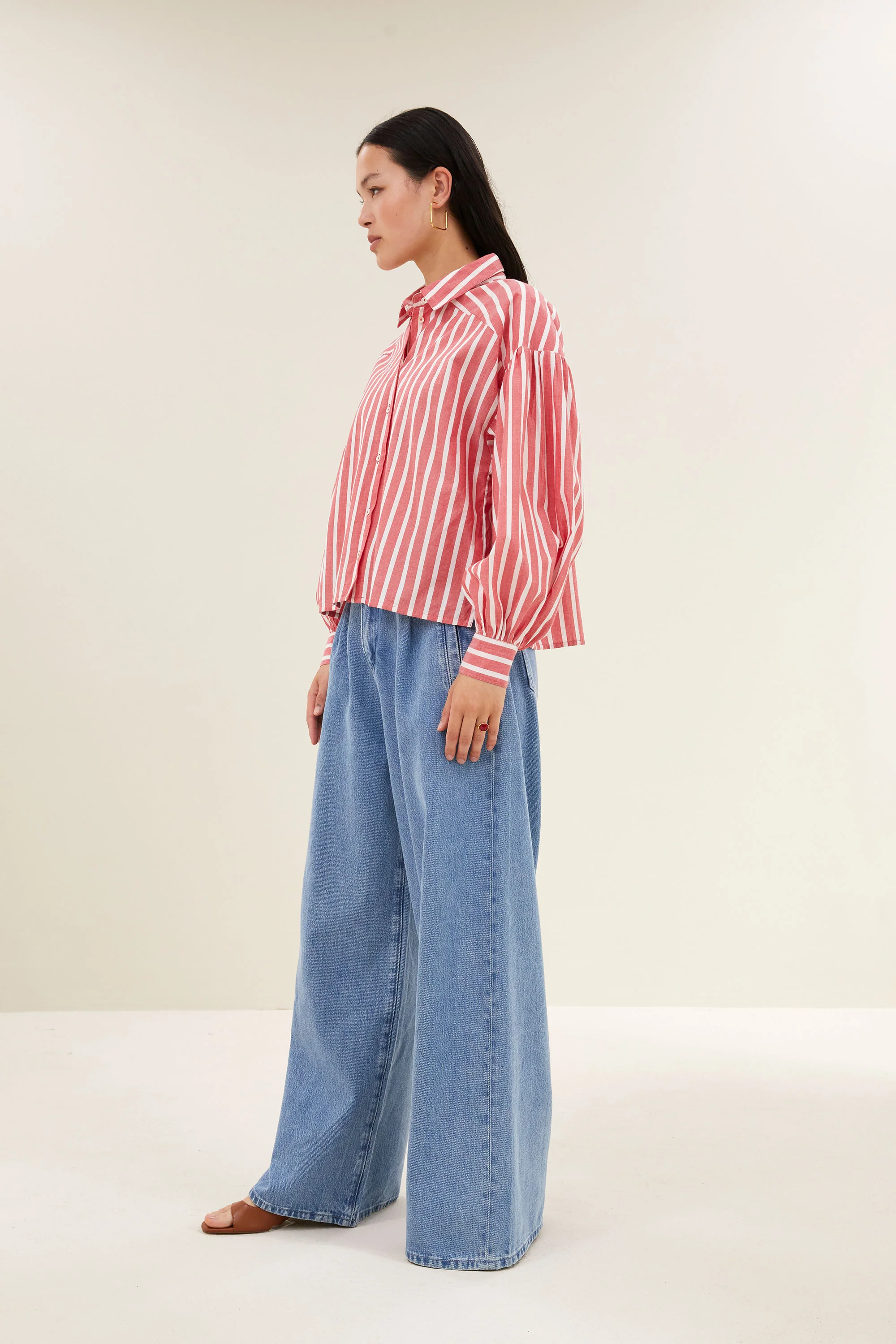 sarah short stripe blouse | red stripe - Image 4