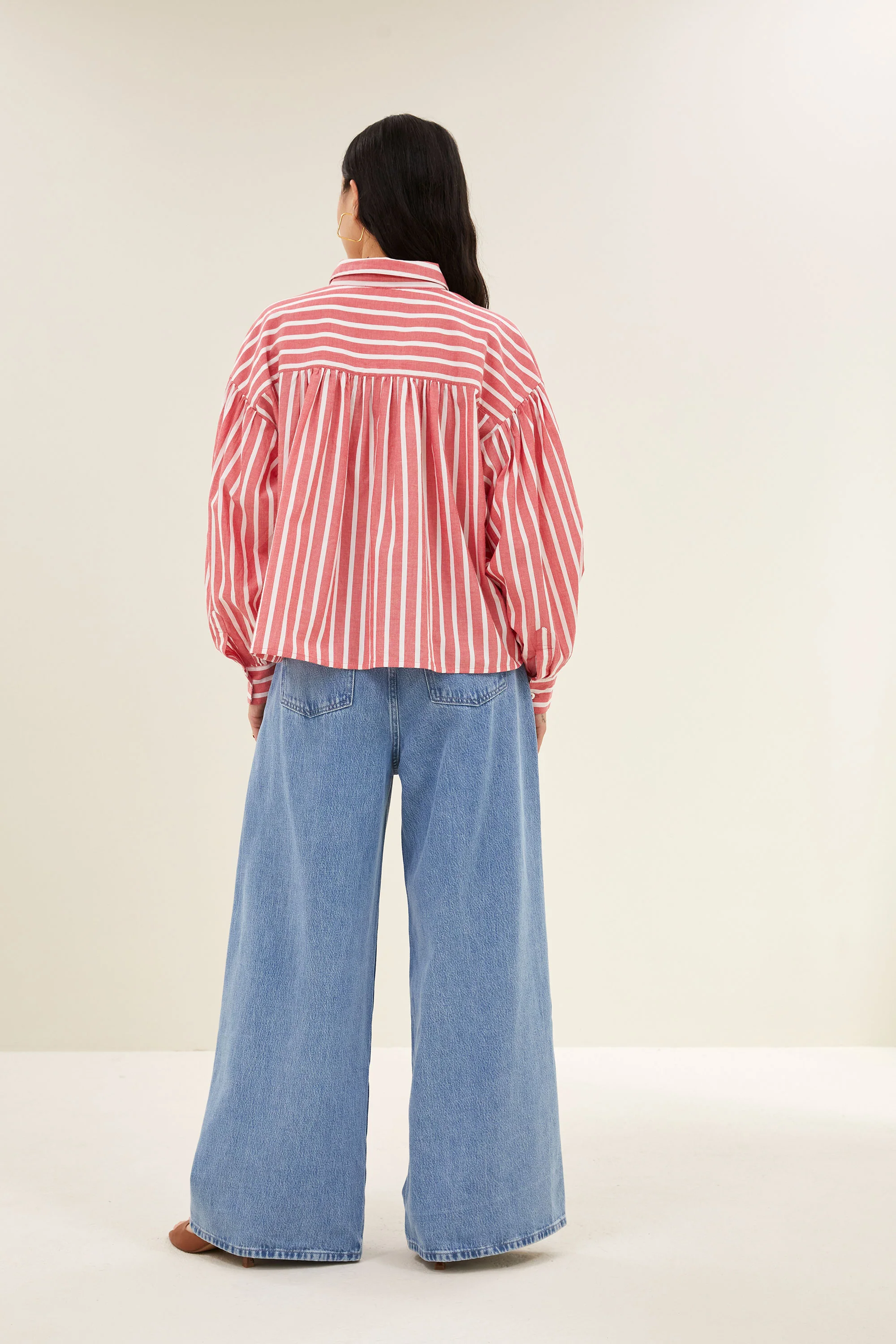 sarah short stripe blouse | red stripe - Image 5
