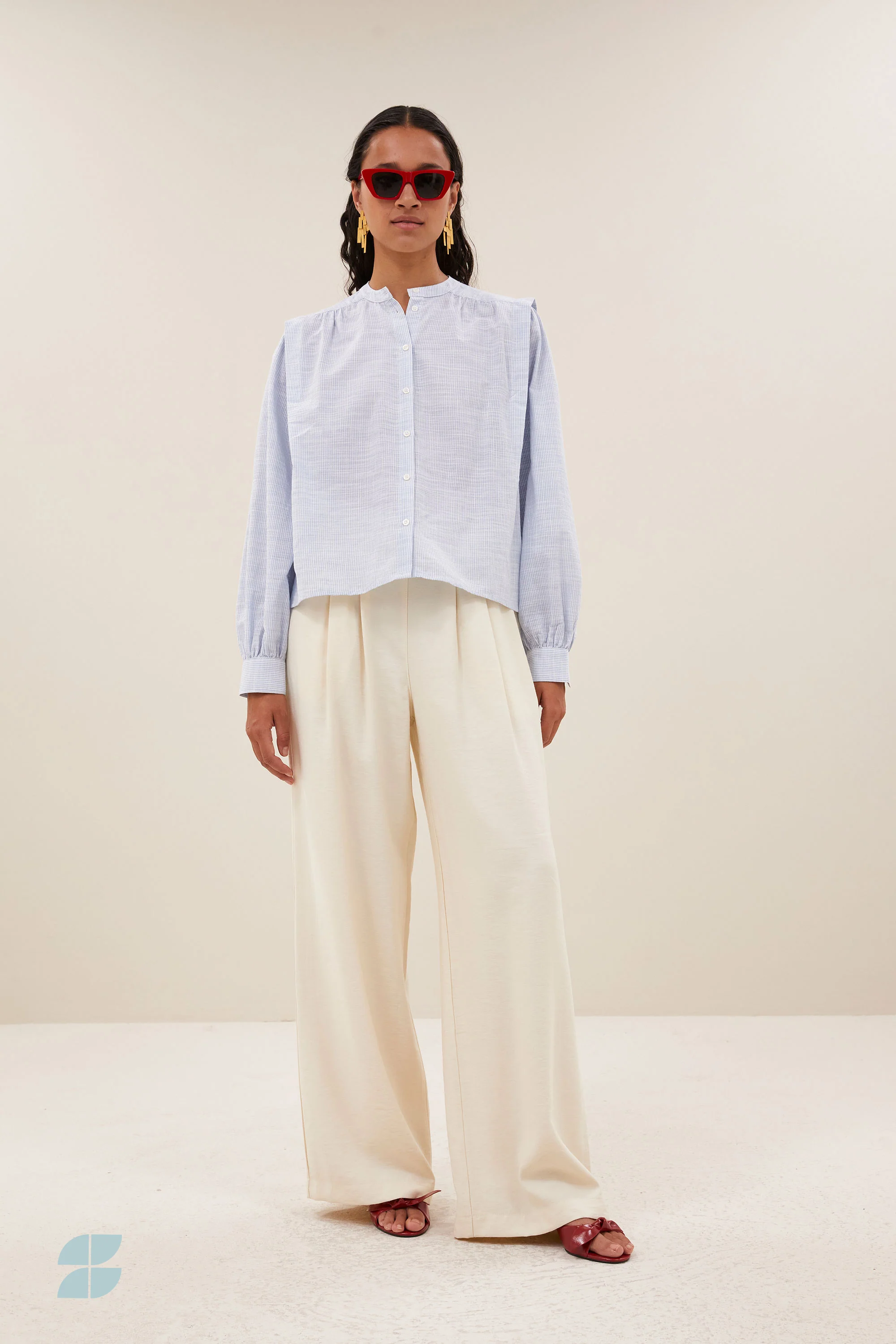 soof slub stripe blouse | light blue stripe