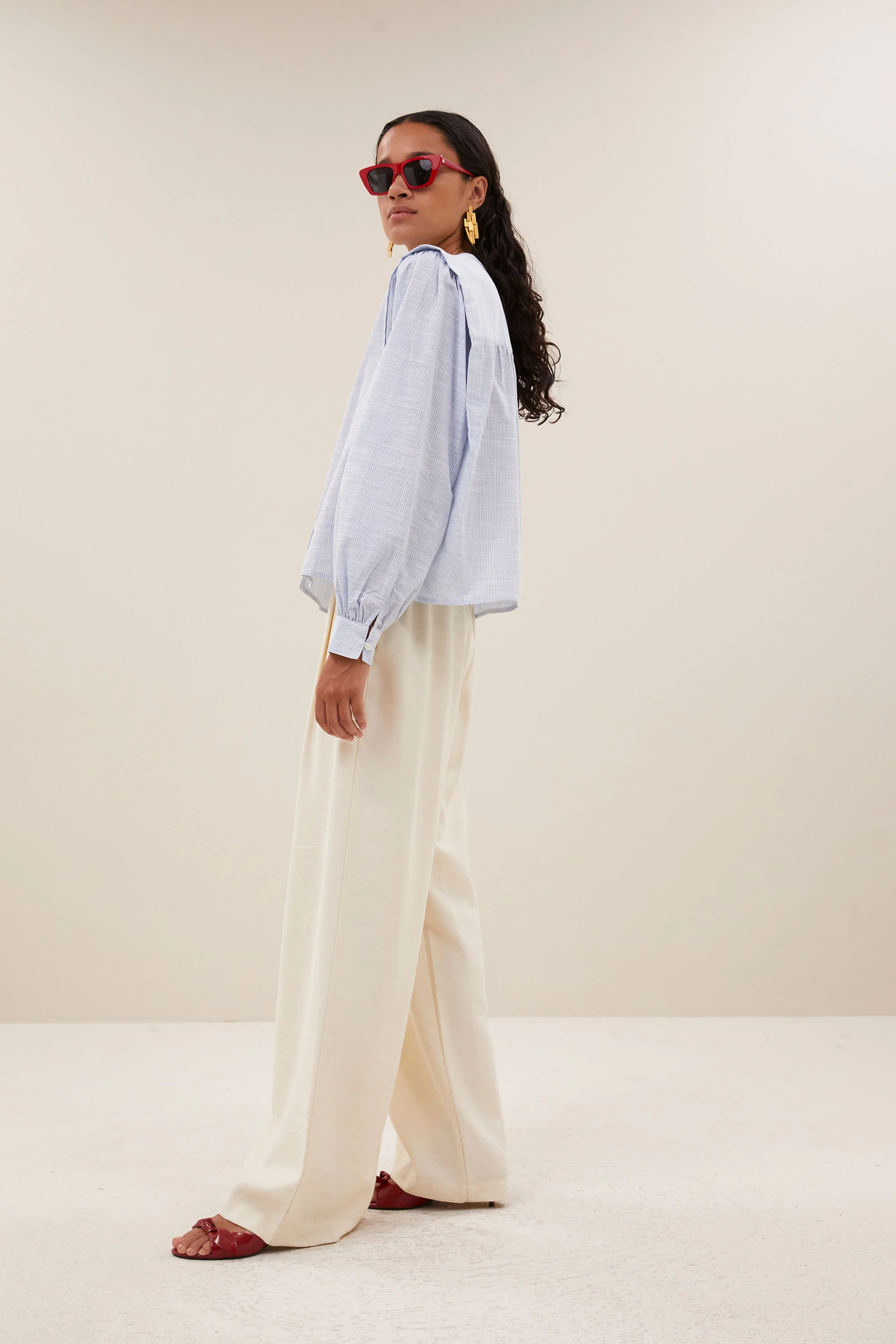 soof slub stripe blouse | light blue stripe - Image 3
