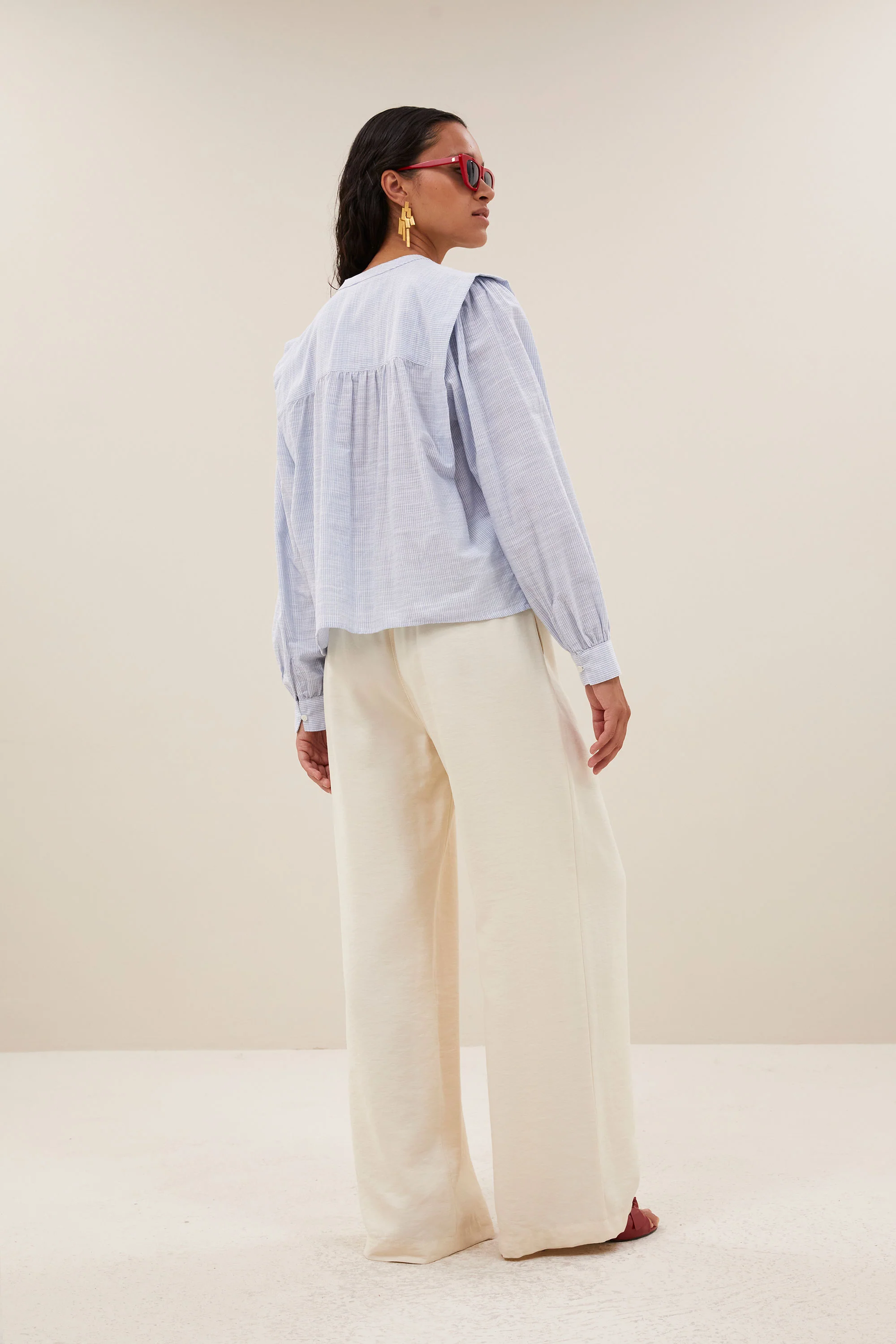 soof slub stripe blouse | light blue stripe - Image 4