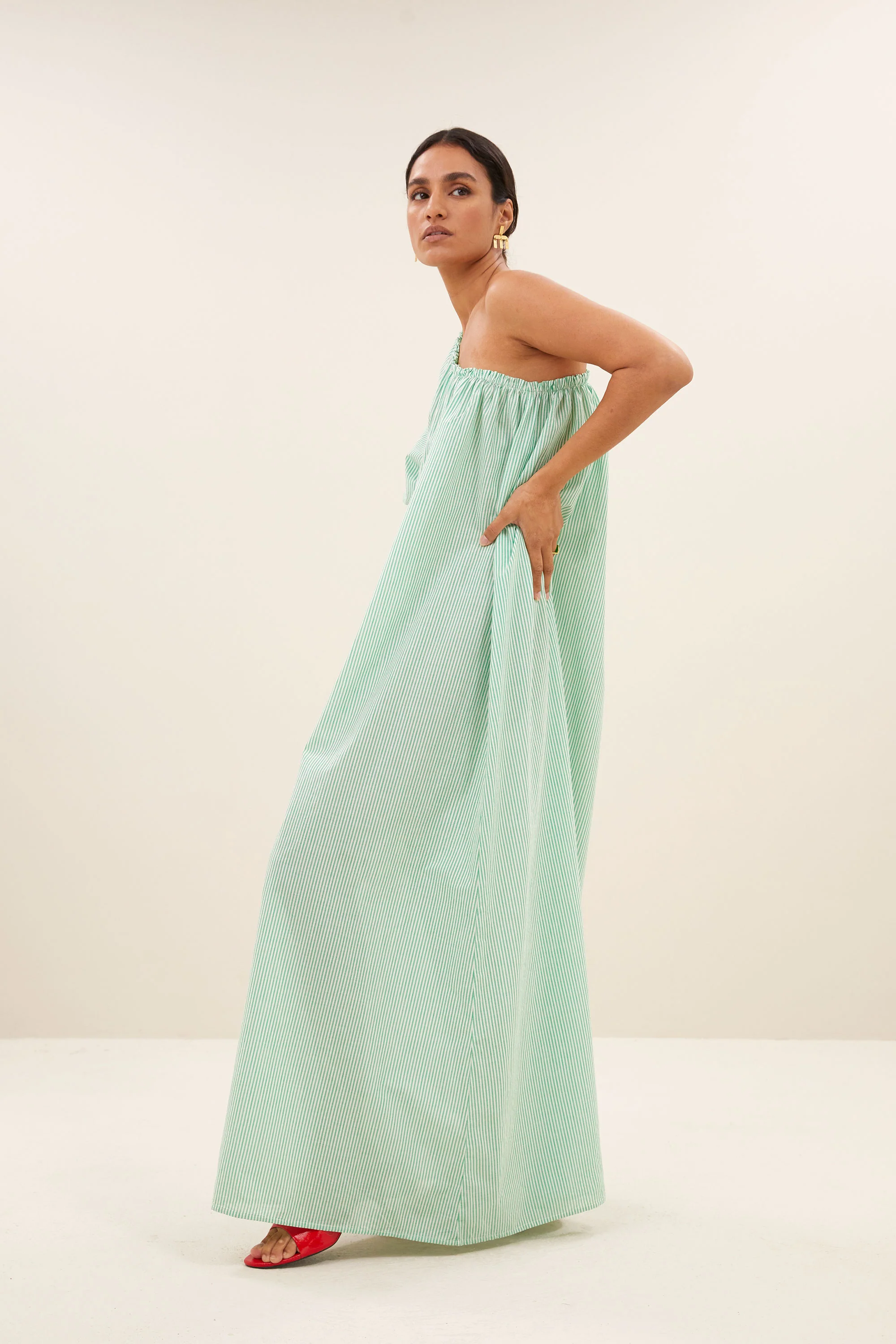 stella dress | green pin stripe - Image 3