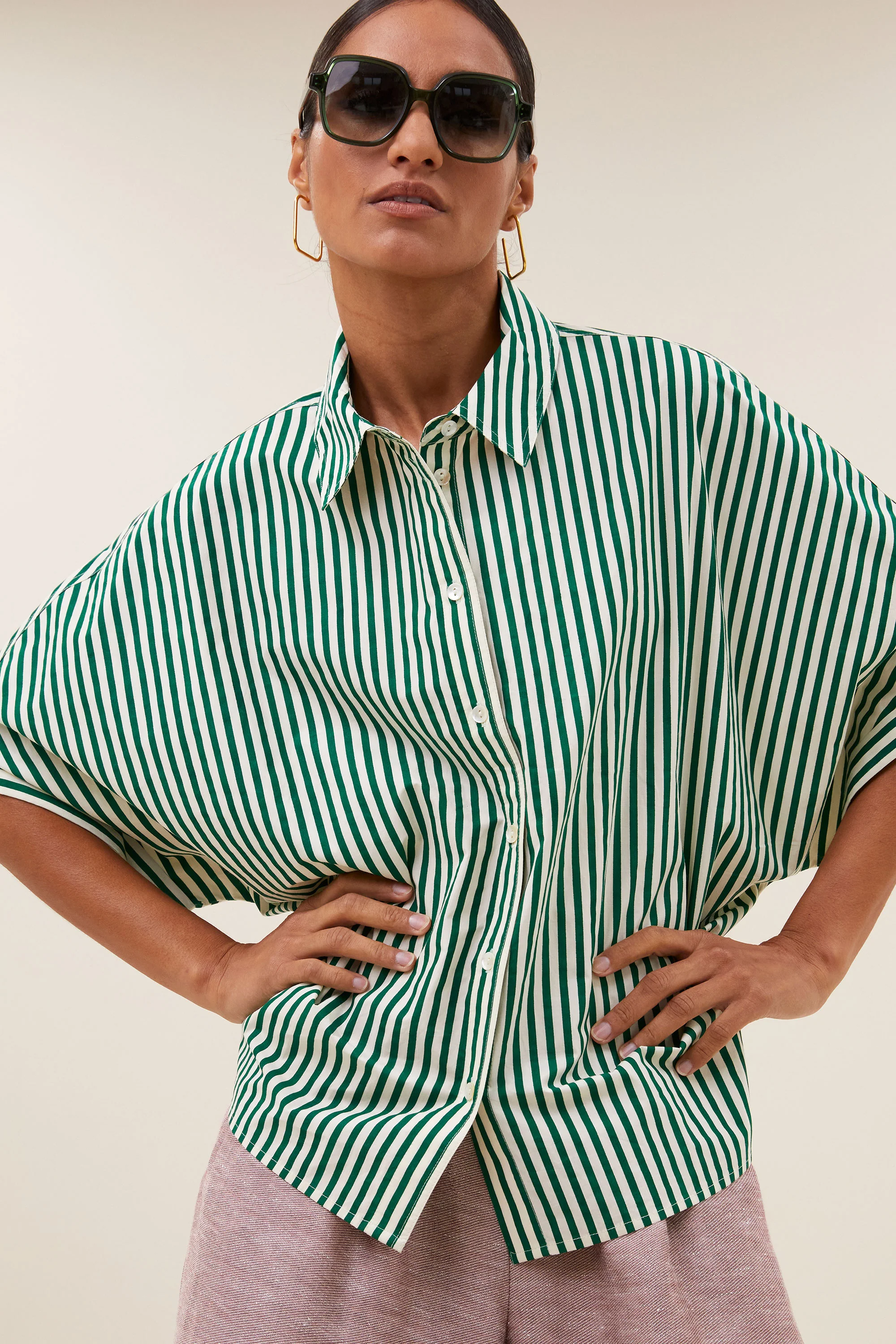 sunny stripe blouse | evergreen stripe - Image 2