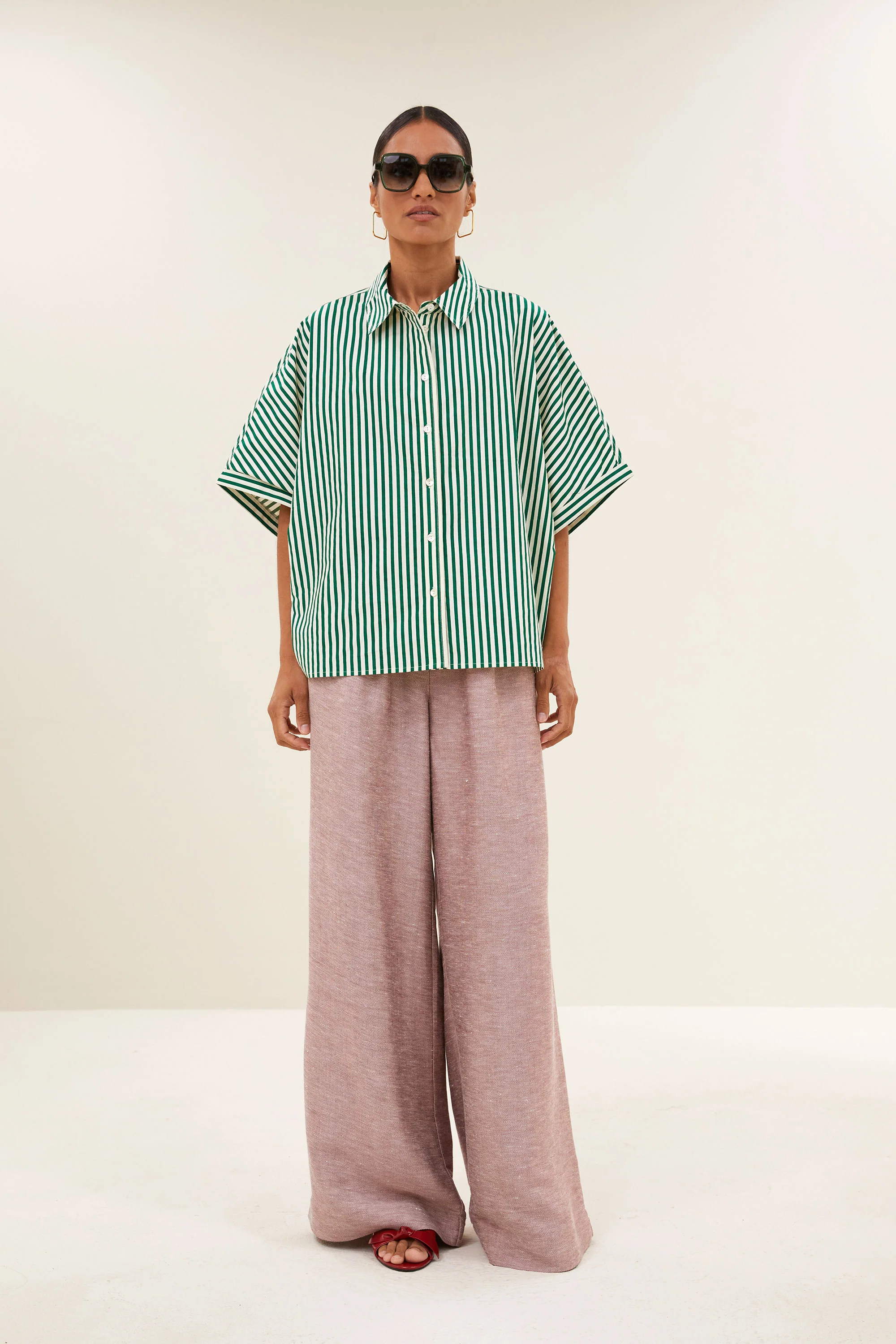 sunny stripe blouse | evergreen stripe - Image 3