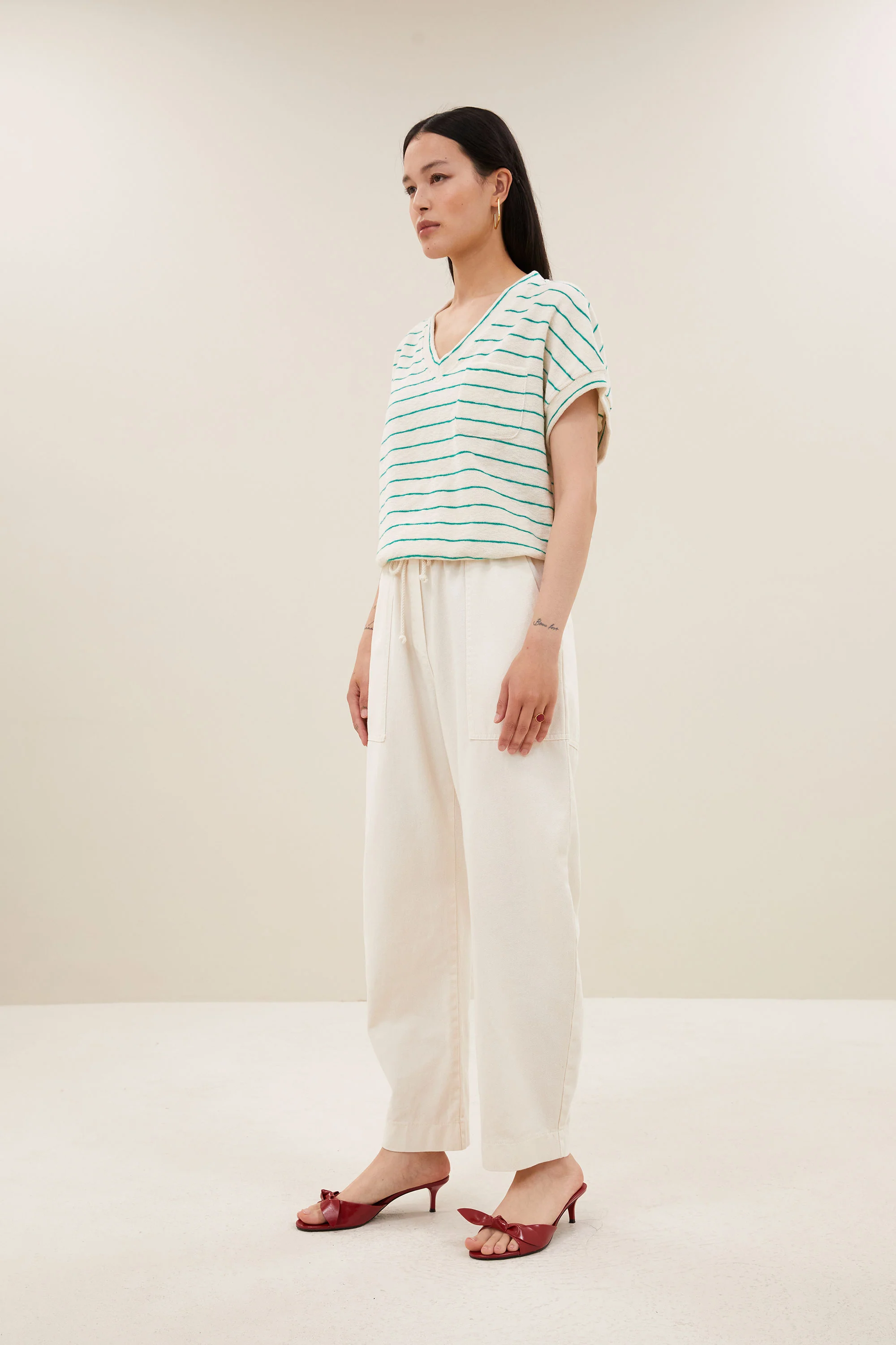 tyler slub stripe top | green lake stripe - Image 3