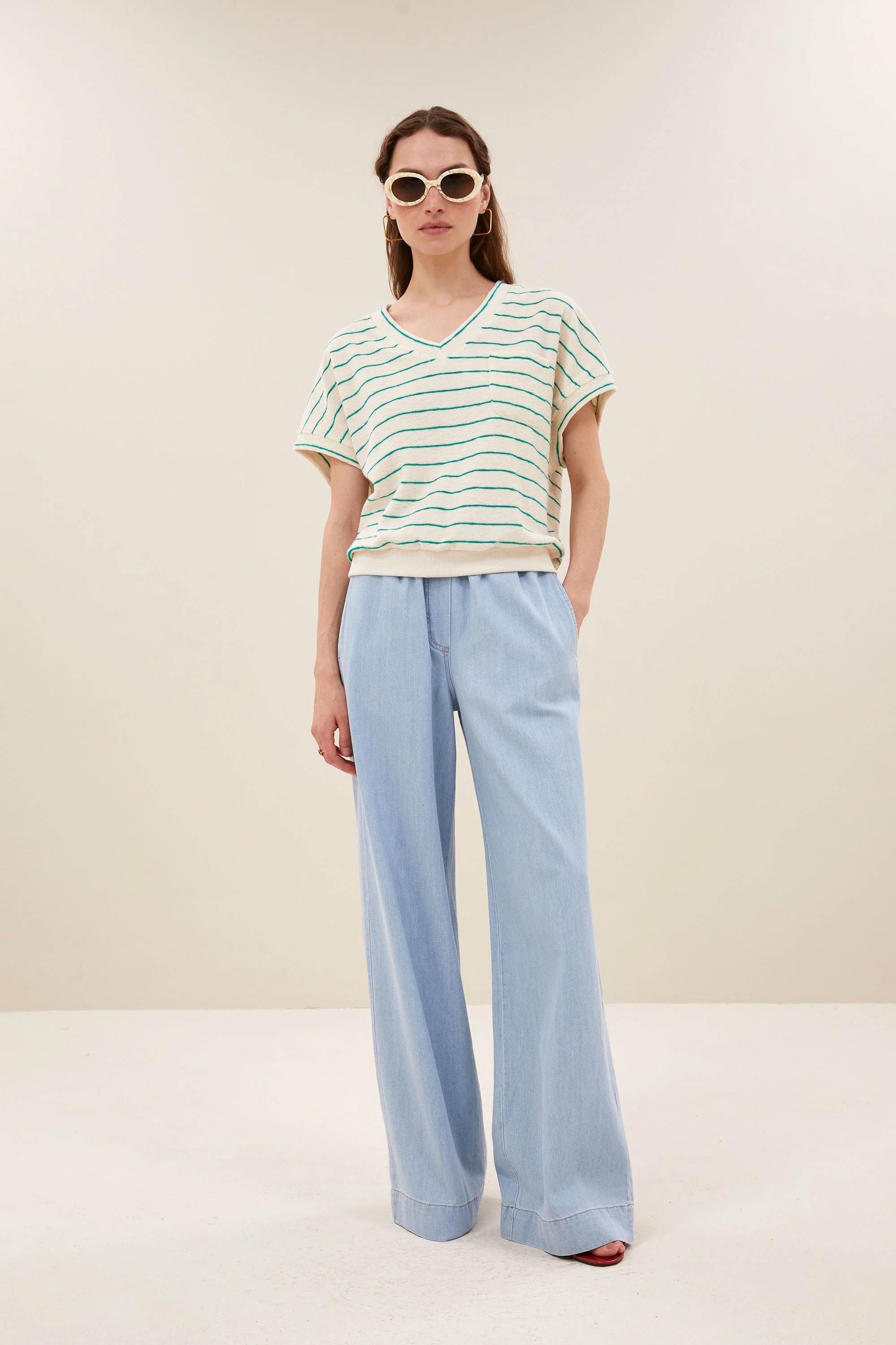 tyler slub stripe top | green lake stripe - Image 5