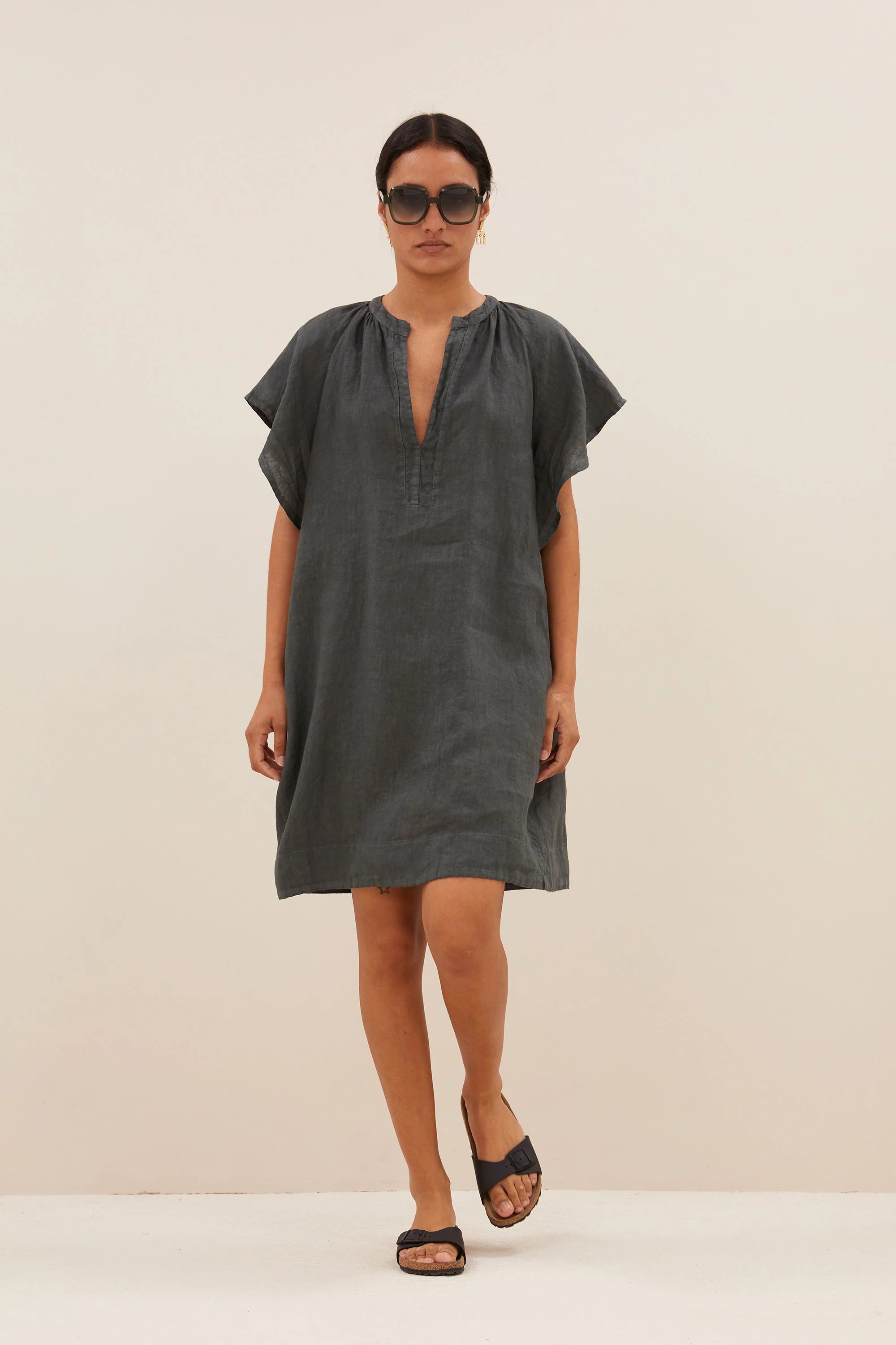 vina linen dress | charcoal - Image 5