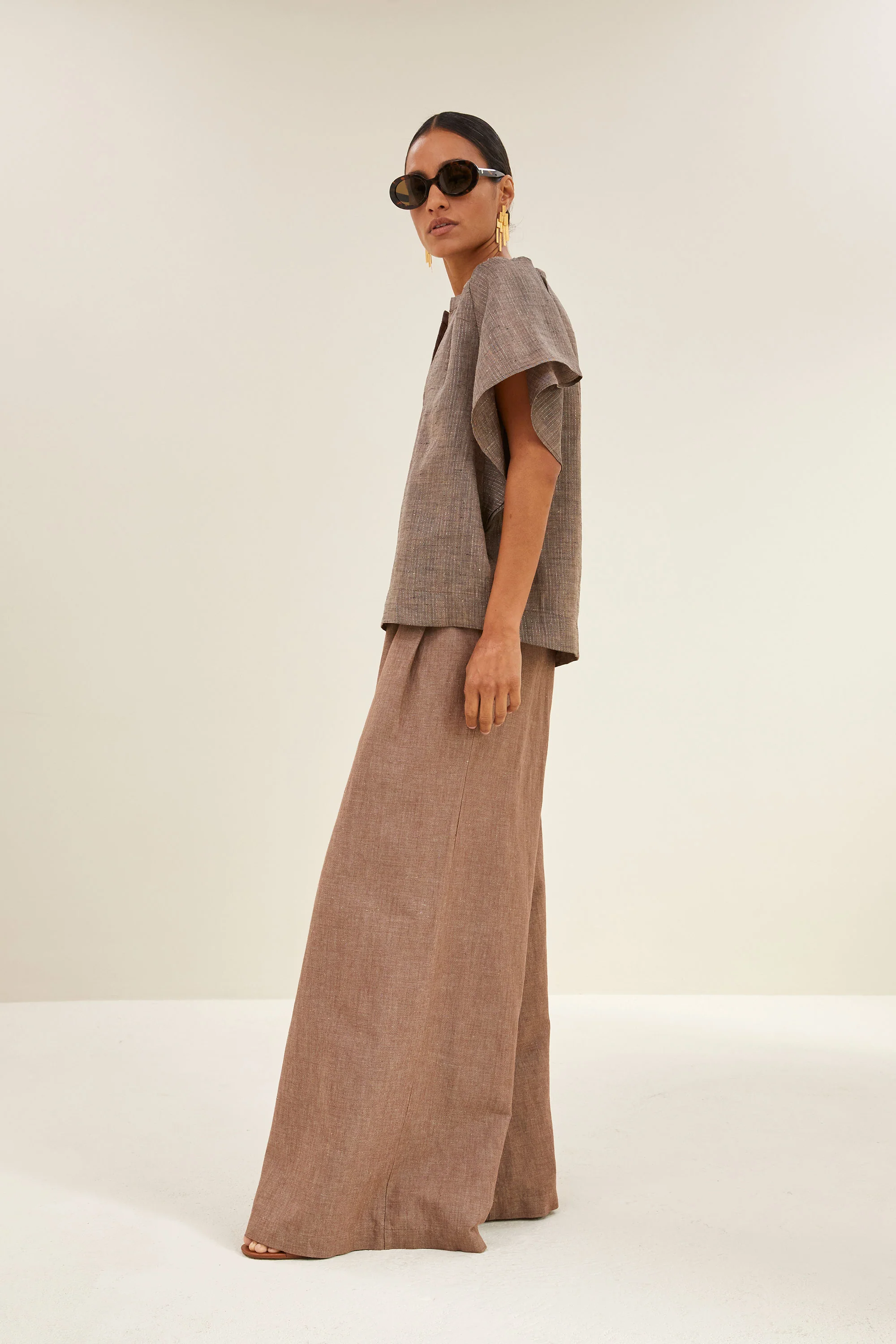 vina lurex blouse | iced coffee - Image 5