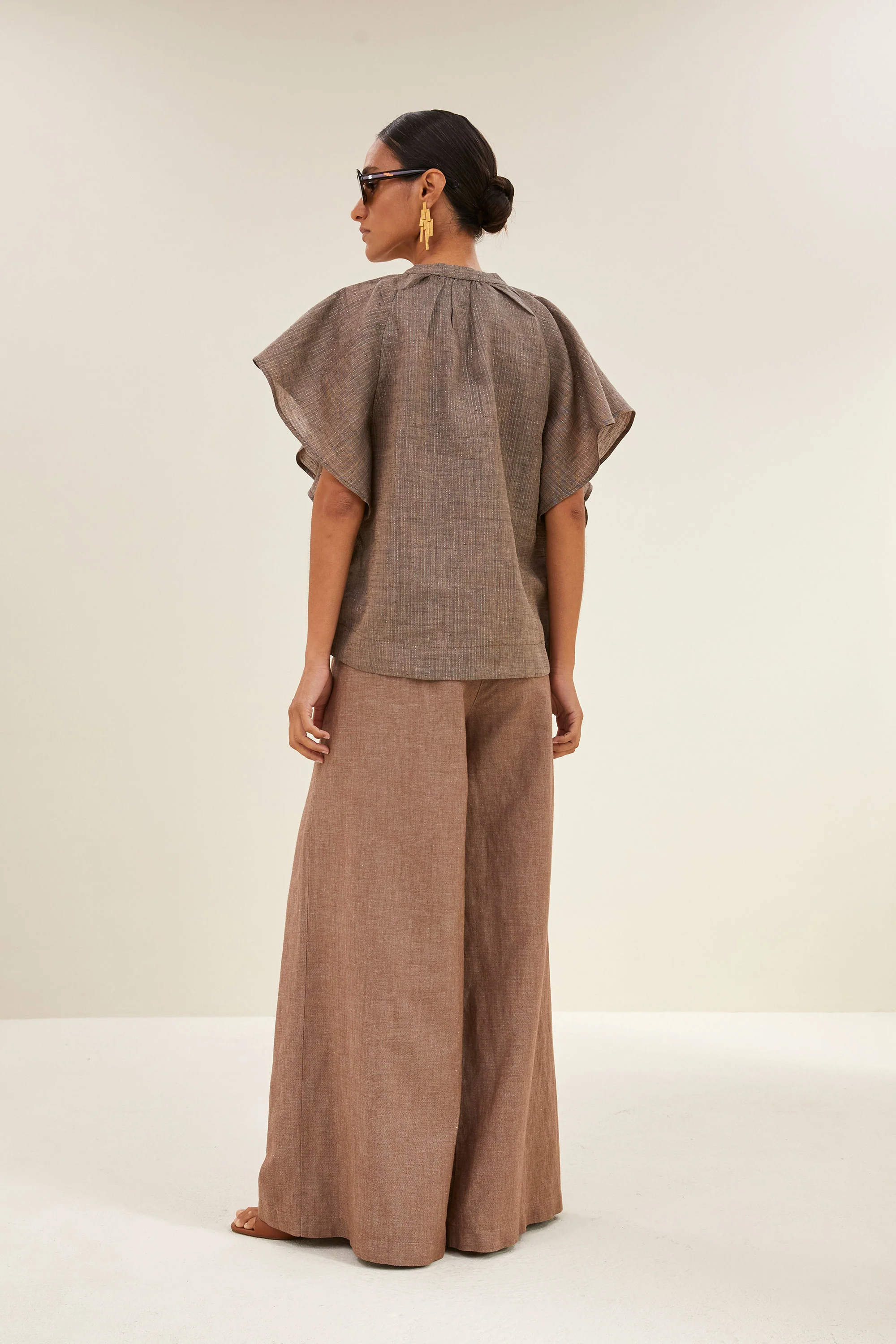 vina lurex blouse | iced coffee - Image 6