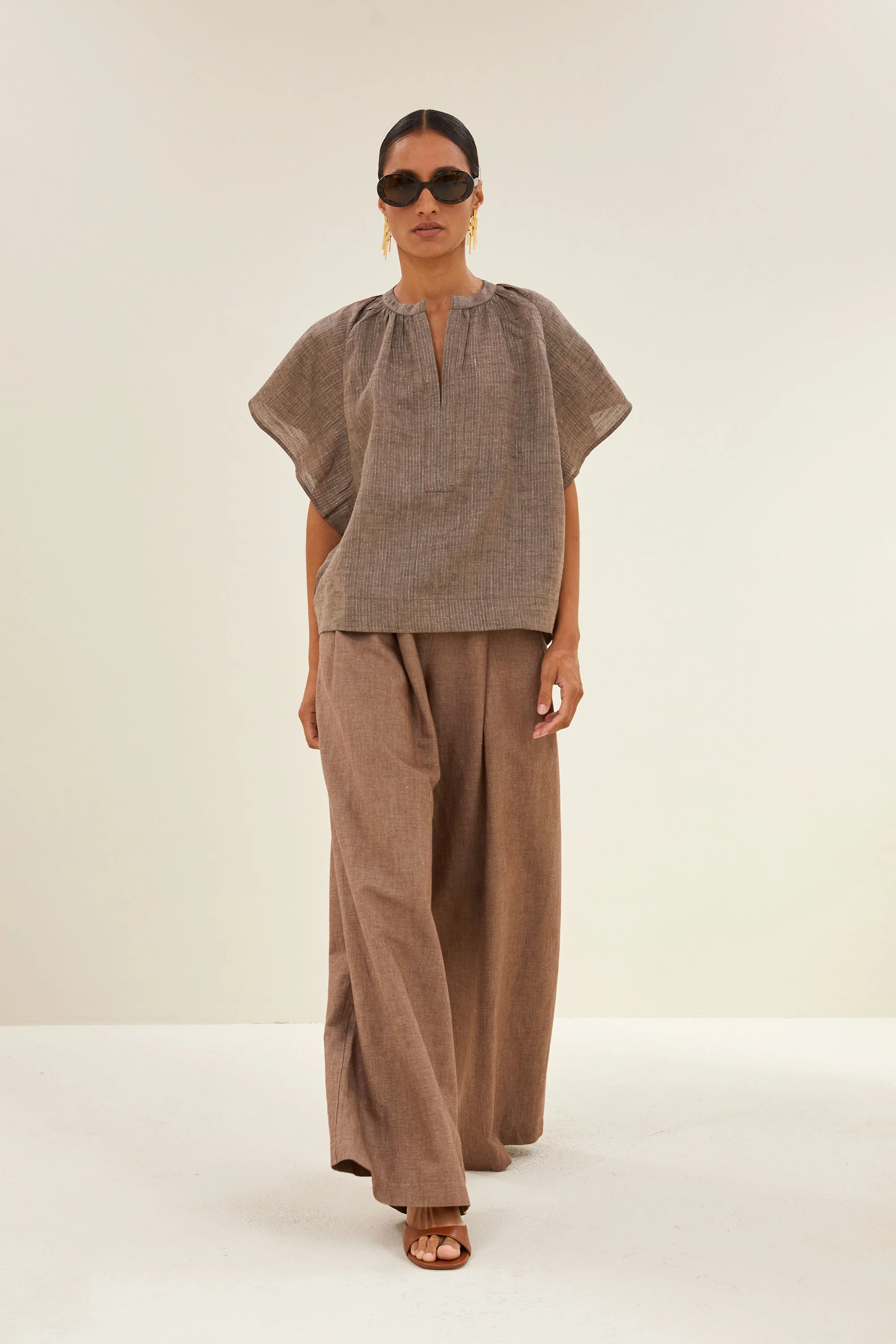 vina lurex blouse | iced coffee - Image 7
