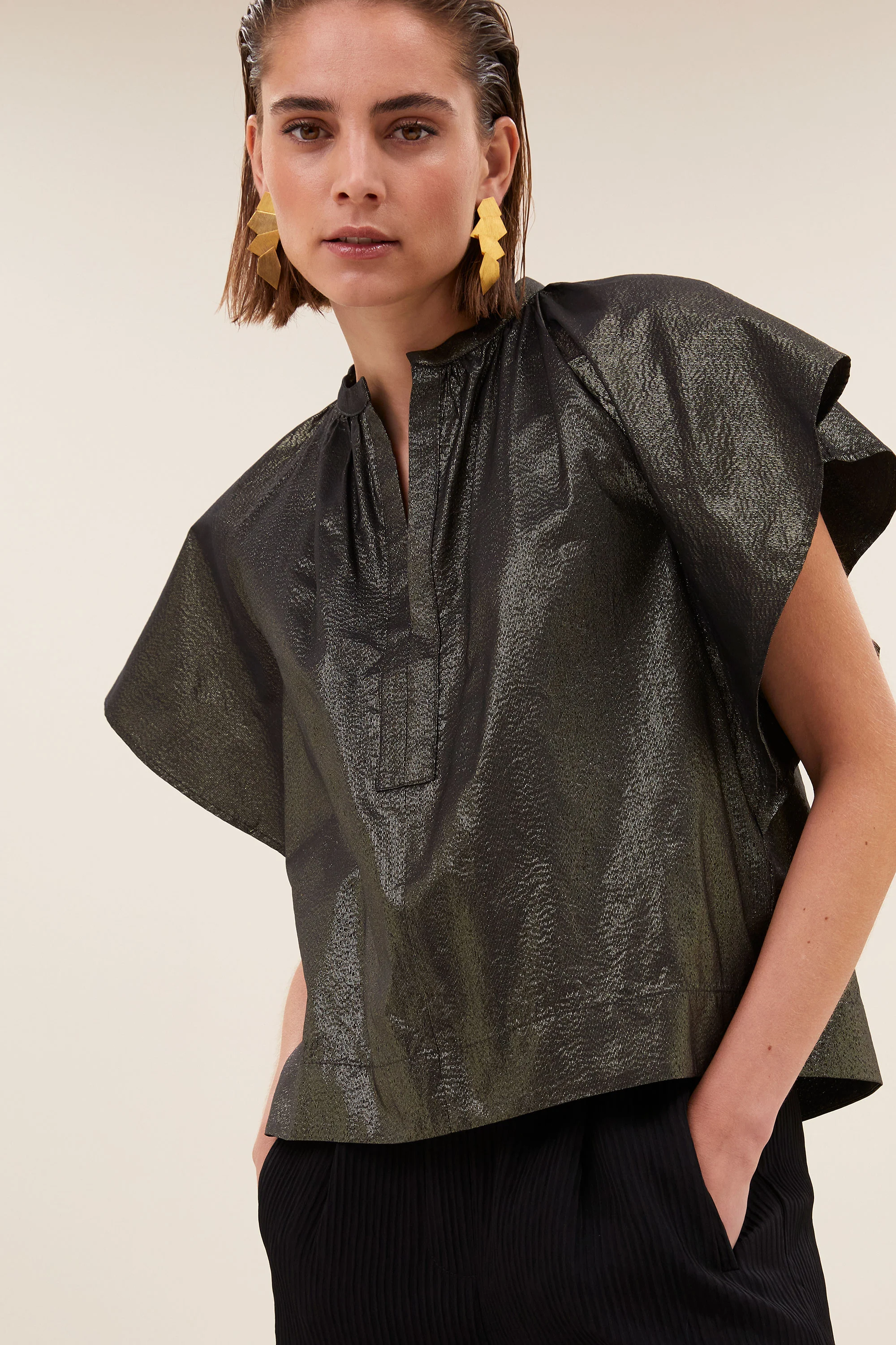 vina metallic blouse | gold - Image 3